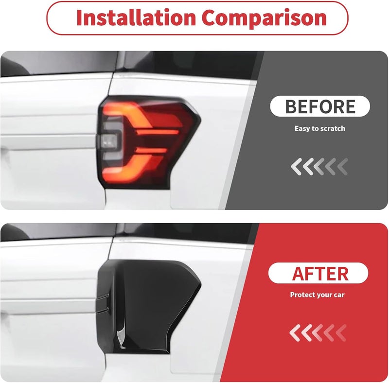 Linskip LED Tail Light Cover Compatible with 2022-2024 Ford Expedition Limited King Ranch Platinum, Tail Lamp Guard Trim Bezels Decoration Accessories for Expedition Exterior Accessories(Smoke Dark) - Image 2